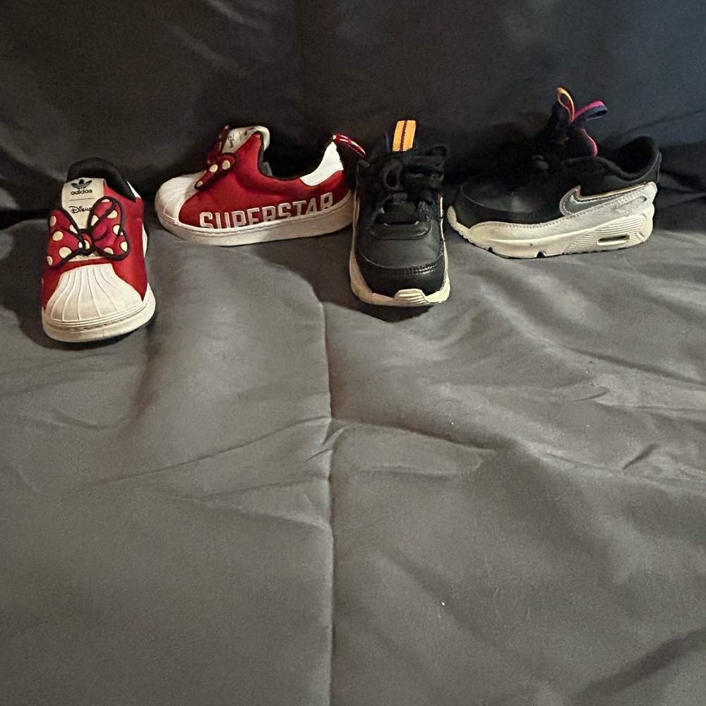 Toddler size 7 Nike sneakers; Toddler size 7 Adidas x Disney sneakers